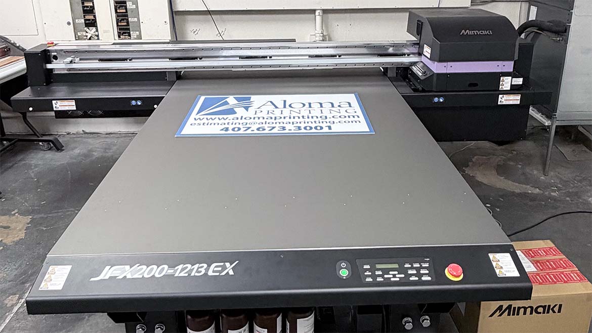 Mimaki JFX UV Flatbed Printer at our print shop near Orlando, FL